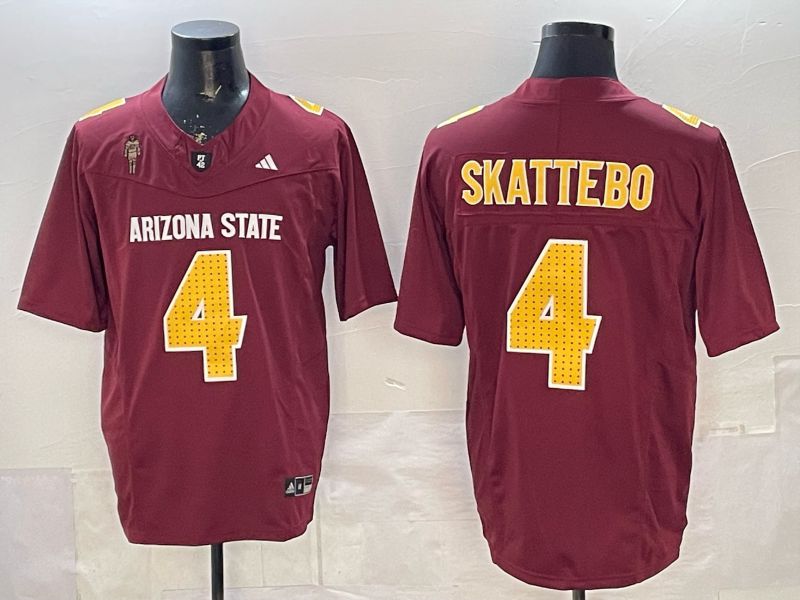 Men Arizona State Sun Devils #4 Skattebo Red 2026 NCAA Jersey 01